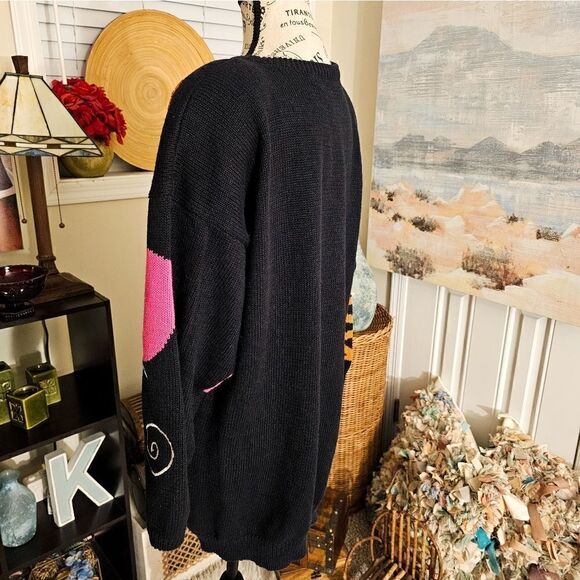 Vtg I.B Diffusion Sweater 90's Bold Retro Geometric Print Embellished Rhinestone - Picture 15 of 15